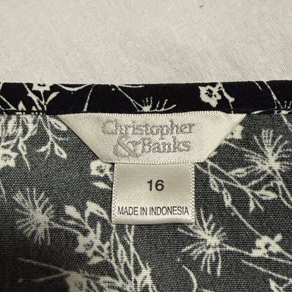 Christopher & Banks Womens Skirt Black & White Floral With Ruffle Size 16 - Picture 6 of 11